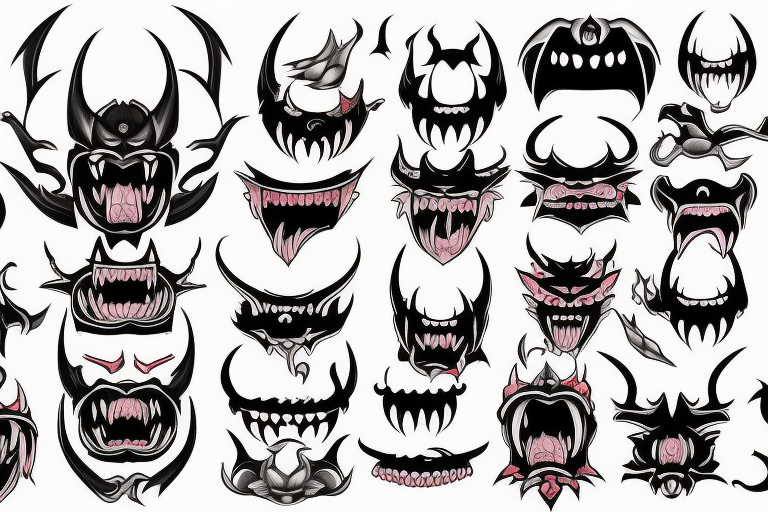 An oni evil fangs horns tattoo idea