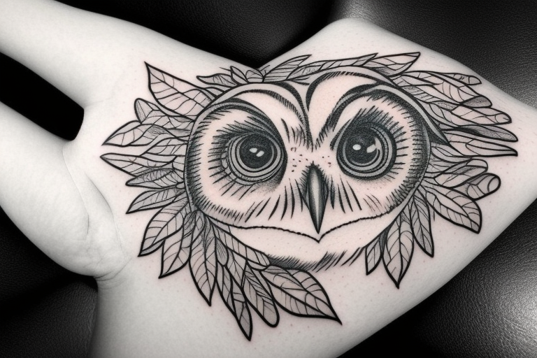 Owl on the hand tattoo idea