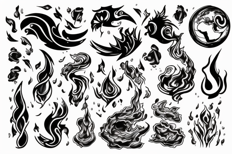 forearm, fire, water, air, earth tattoo idea