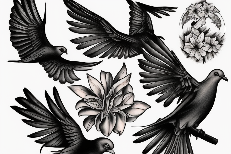 a dove and a raven tattoo idea