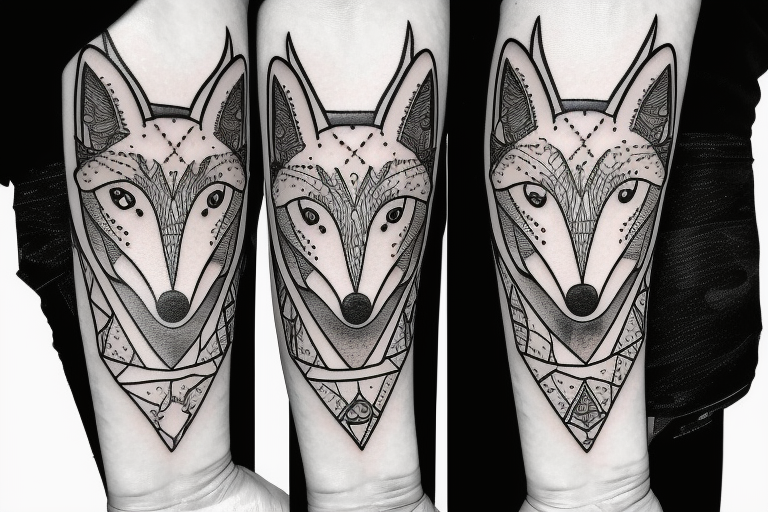 Whimsical fox with libra symbol tattoo idea