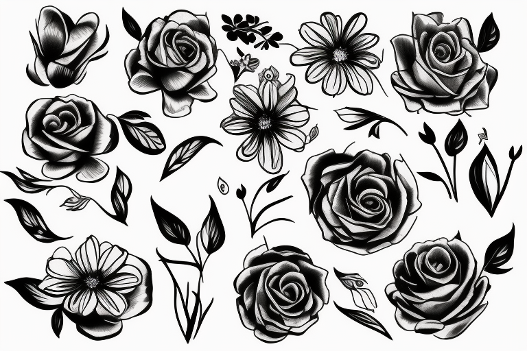 Tattoo art design of floral flower collection Vector Image