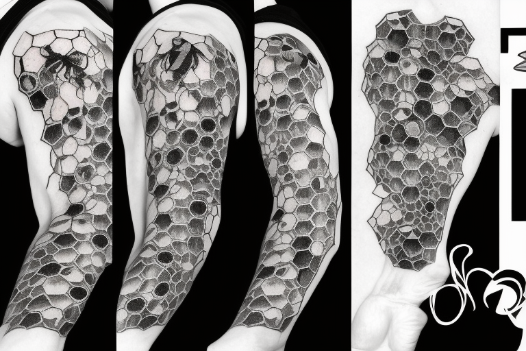 Honeycombs Shape Blackwork tattoo Sleeve  Best Tattoo Ideas Gallery