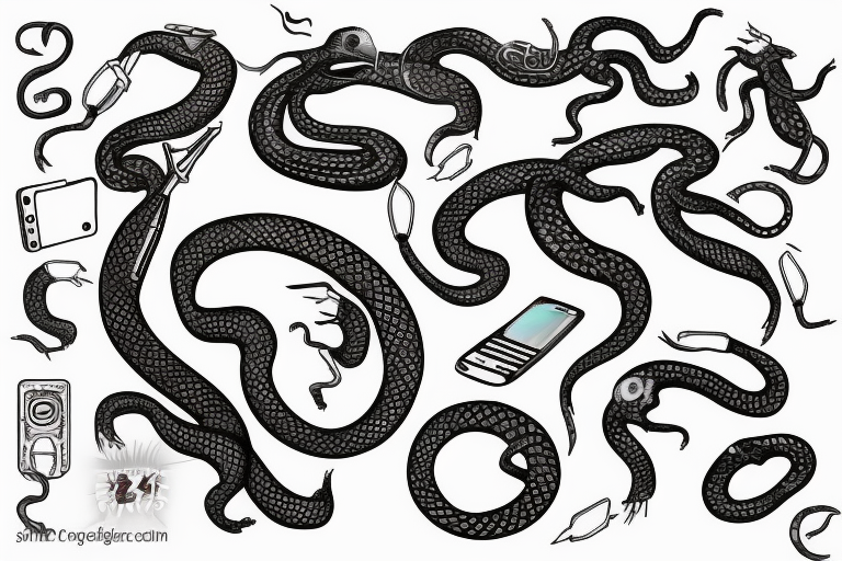 Technological snake tattoo idea