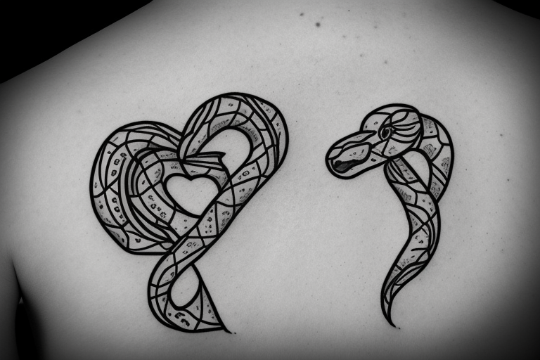 snake with broken heart tattoo idea