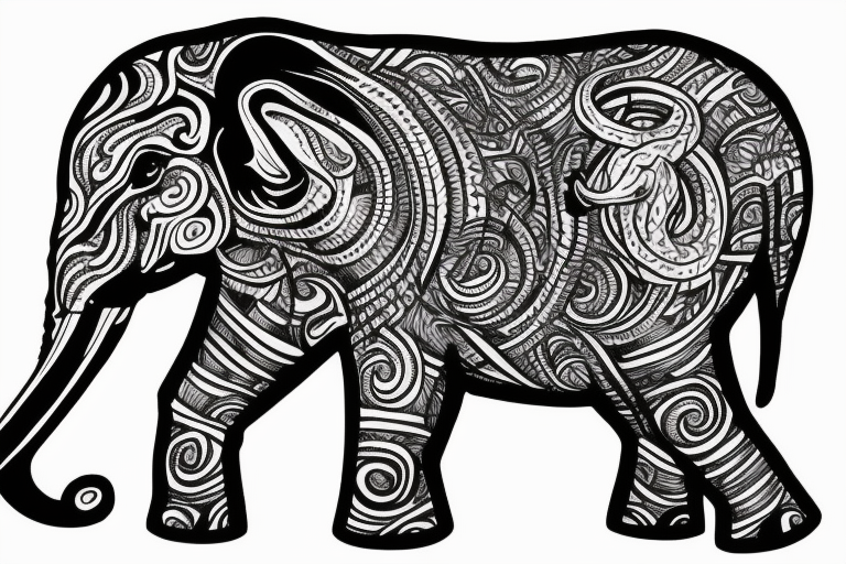 Elephant, snake, stars tattoo idea
