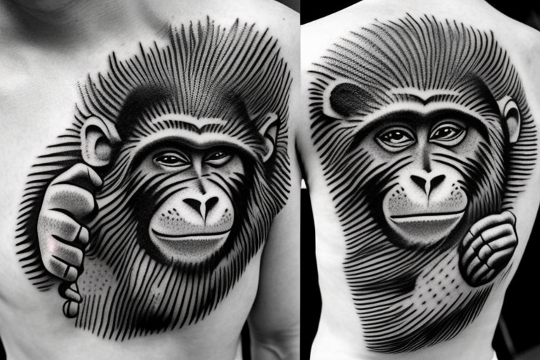 Premium Vector  Black and white tribal decorative monkey pattern tattoo