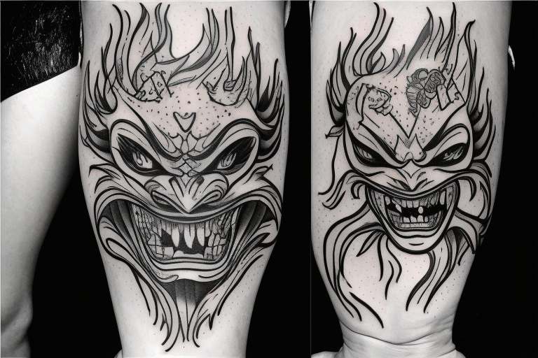 hannya mask tattoo outline