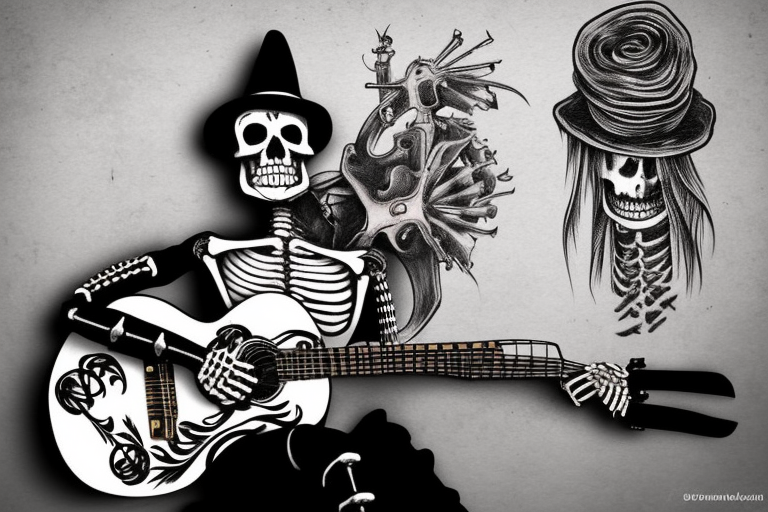 30 Skeleton Playing Guitar Tattoo Illustrations RoyaltyFree Vector  Graphics  Clip Art  iStock