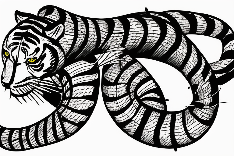 Snake and Tiger Fighting, Tattoo Illustration Design Stock Vector -  Illustration of predator, aggression: 177264622