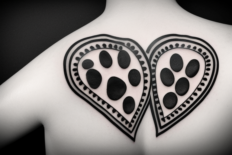 Dog paw print with heart tattoo idea