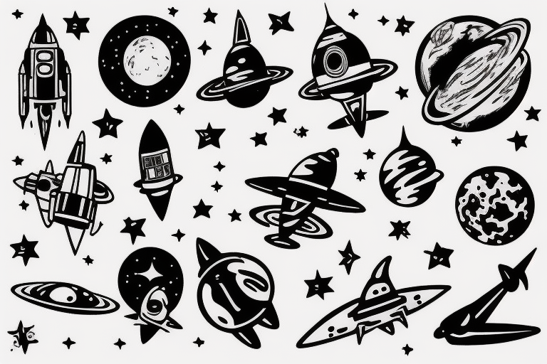 Outer space, spaceship tattoo idea