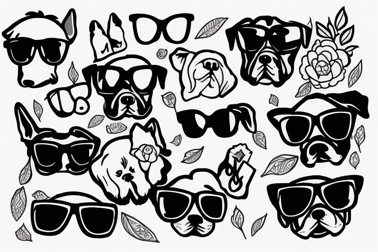 Dogs with sunglasses tattoo idea