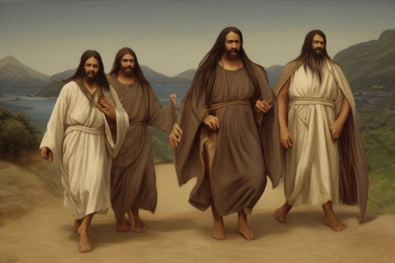 The man is dressed in simple, loose-fitting clothes that are typical of the first century. He is wearing a long tunic, a hooded cloak, and sandals. His hair is long and tied back in a ponytail. He has a long, thin face and a beard. He is holding a staff in his left hand and is walking west. The background is blank.

The drawing is done in black lines on a blank background. The lines are simple and delicate, and they capture the man's thin, wiry frame. The man's face is expressionless, and his eyes are cast down. He seems to be lost in thought as he walks west.

The drawing has a sense of timelessness. The man's clothes and hairstyle are typical of the first century, but the drawing could have been made any time in the past 2,000 years. The blank background also contributes to the sense of timelessness. The man could be walking anywhere, at any time.

The drawing is a simple yet evocative image of a man walking west. It is a reminder that people have been walking west for centuries, in search of new lands, new opportunities, and new beginnings. tattoo idea