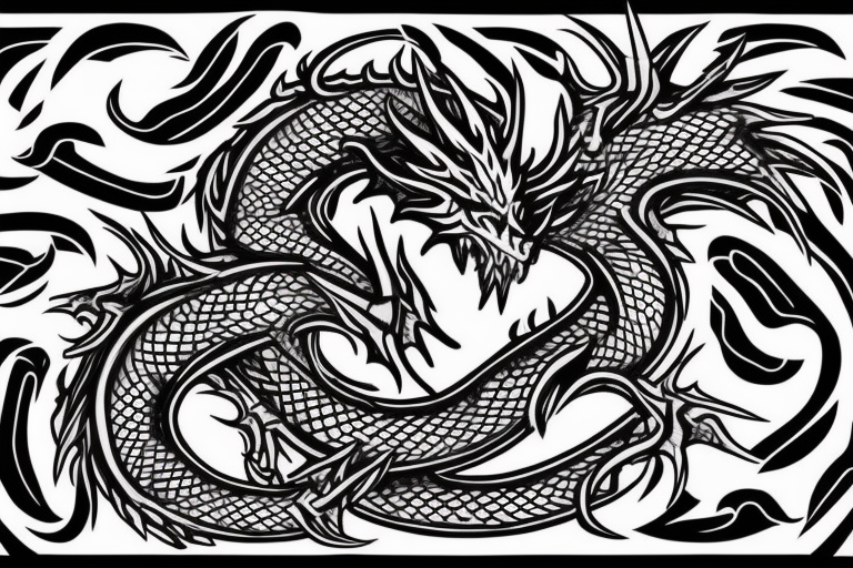 Using the three letters H A and D come up with a tribal dragon concept type art use the the letters mentioned above much more literally to form the dragon form itself. tattoo idea