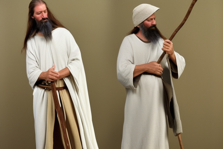 Main idea: A tall, thin man walking towards his left.

The man: The man is dressed in simple clothes like a shepherd from the first century. He is wearing a long tunic, a white hat, and sandals. His hair is long and flowing, and his beard is short and scraggly. The man will be carrying a staff or a shepherd's crook.

Background: The background is plain, with no fillings. The man is outlined in black, and his clothes are shaded in grayscale.

The lack of background allows the viewer to focus on the man, and his journey. tattoo idea
