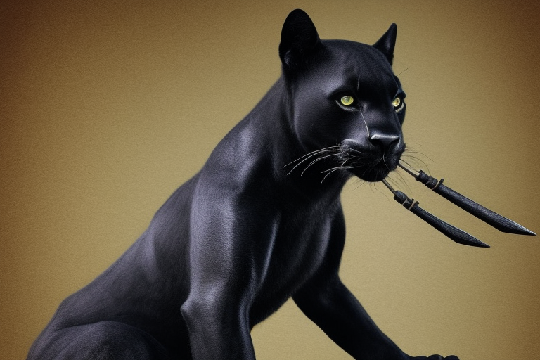 ONE little black panther, designed realistic like the animal, showing full body sitting and holding a shepherd's crook (from the first centuries with a single hook) in between its legs.

Panther: strong, all black with green eyes. She is caring a shepherd's crook.

Shepherd's crook: with a hook, like the ones in the first centuries.

Background: no background in the tattoo

Design: realistic, like the animal facing front tattoo idea