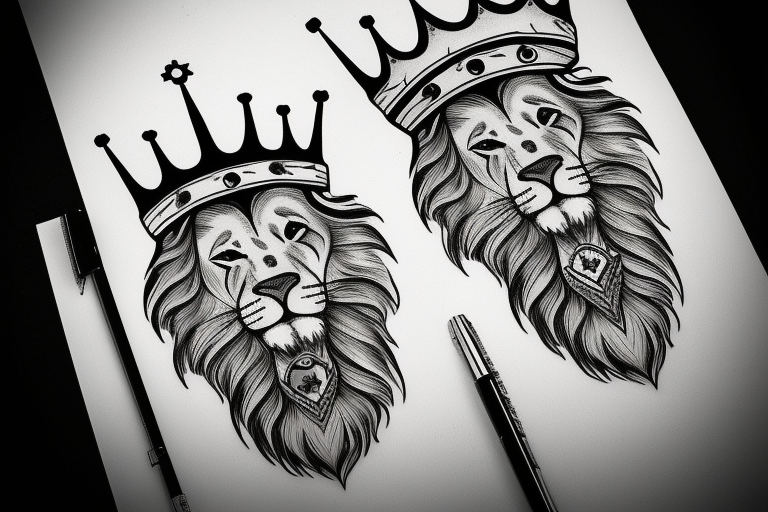 lion with crown drawing