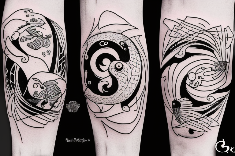 ying yang kio fish for around knee cap tattoo idea