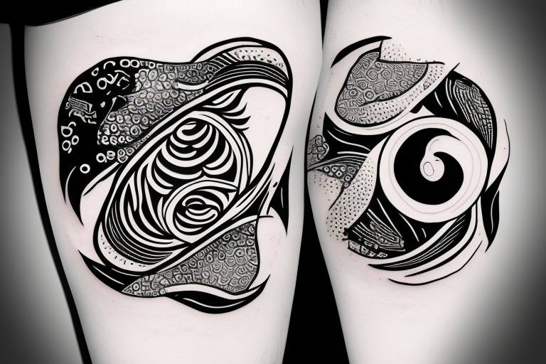 ying yang kio fish for around knee cap tattoo idea