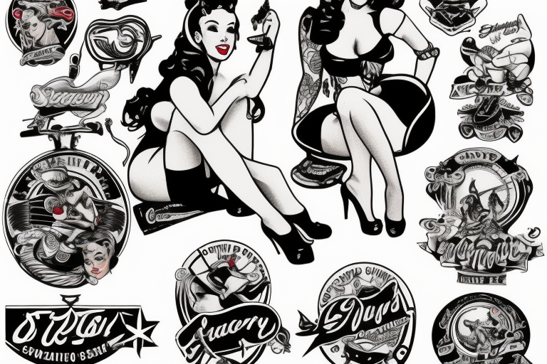 A pin up sitting on a helicopter tattoo idea