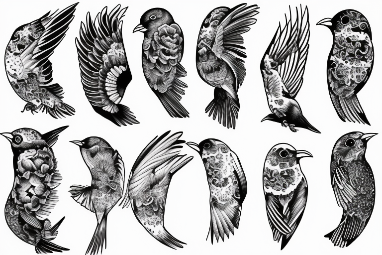 birds flying tattoo stencil