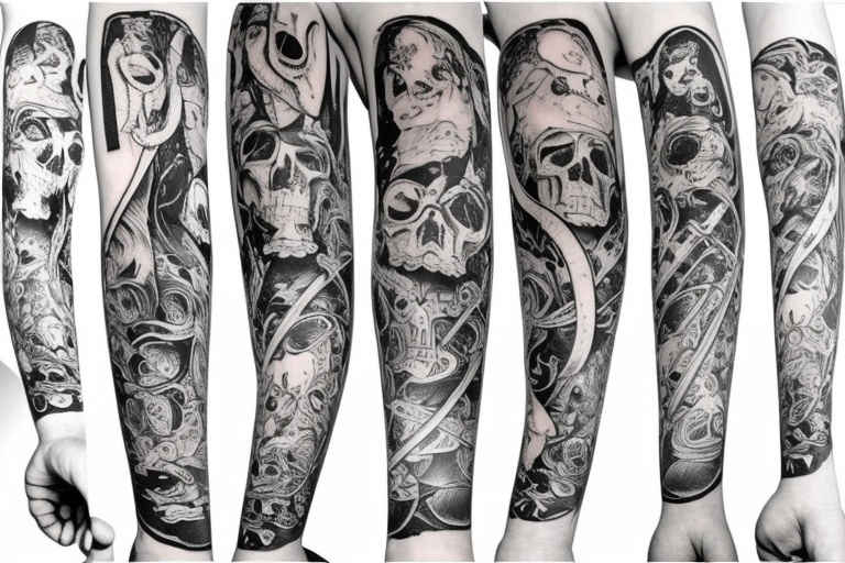 Death arm sleeve tattoo idea
