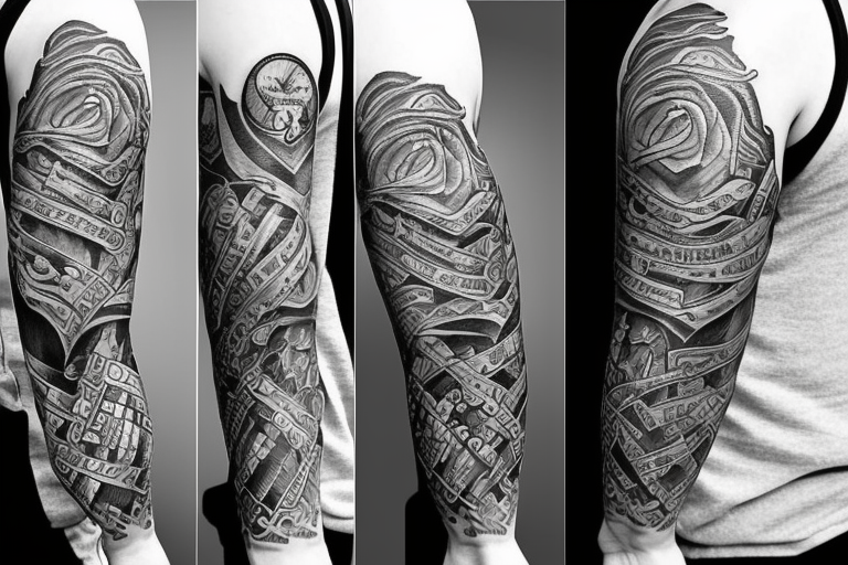 Hate and love sleeve tattoo idea