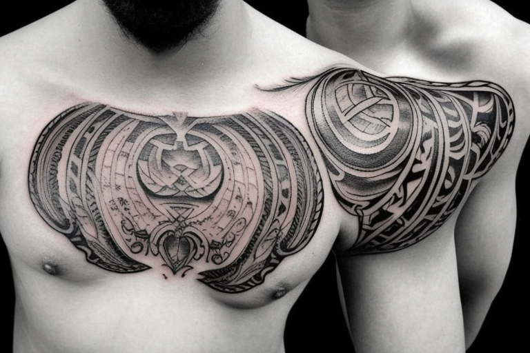 tribal warrior chest tattoos