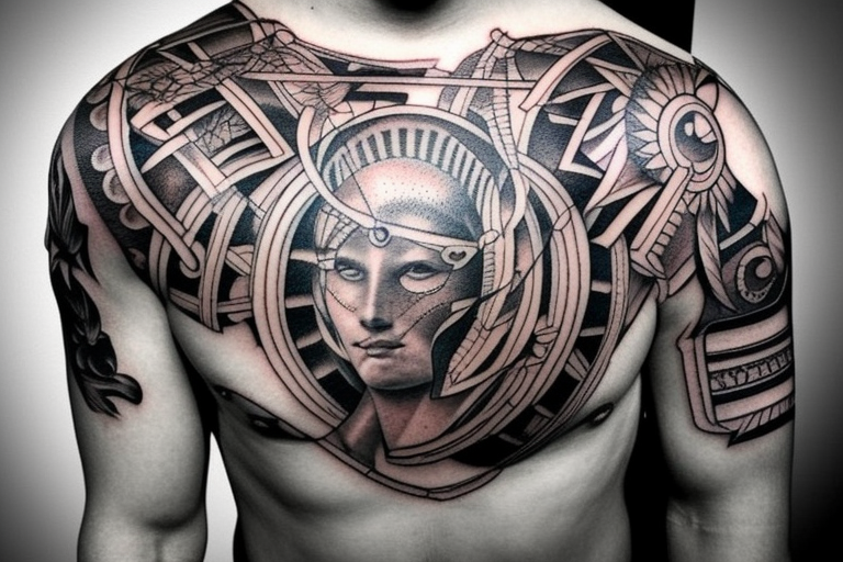 roman warrior chest tattoo tattoo idea