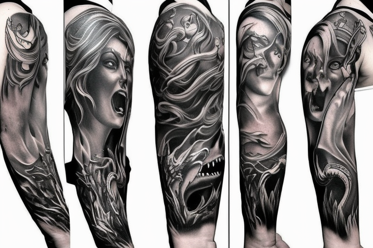 demon sleeve tattoos
