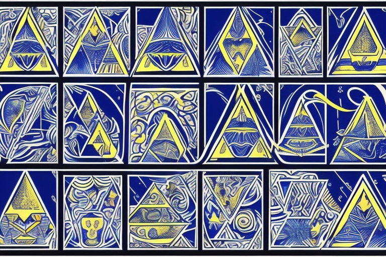blue pyramids with gold tops tattoo idea