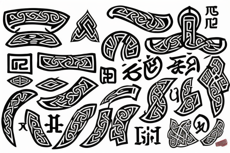 Viking runes in asian style tattoo idea