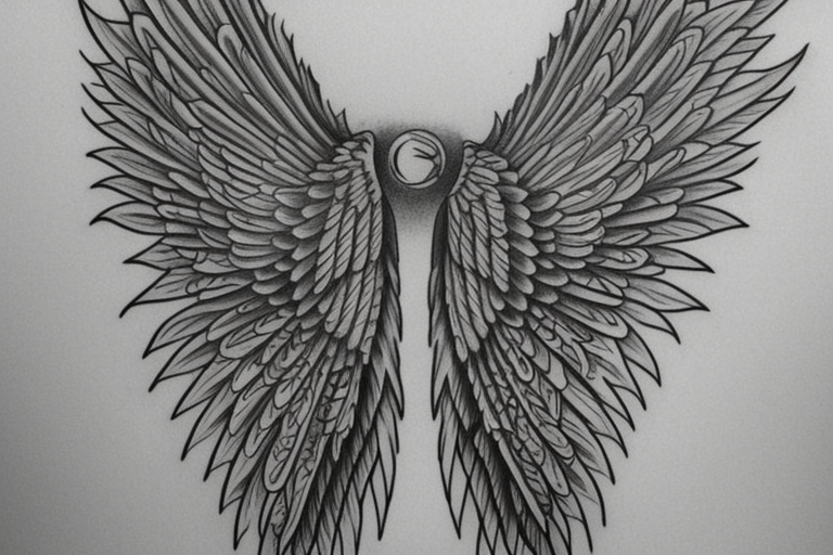 detailed angel wings drawing