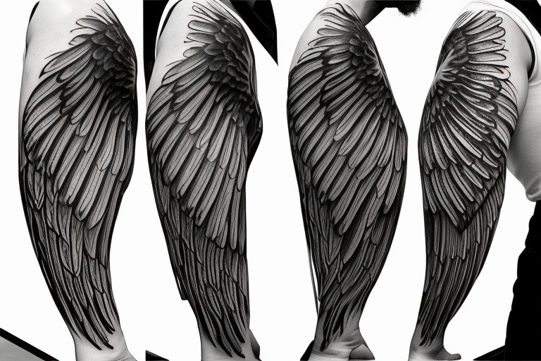 realistic angel wings tattoo design