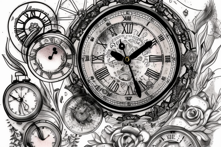 steampunk clock tattoo designs