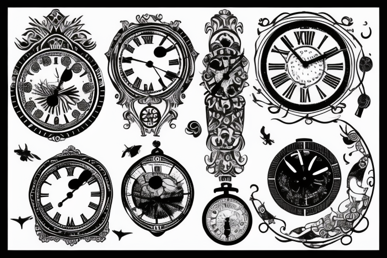 Close up of ancient clock tattoo idea