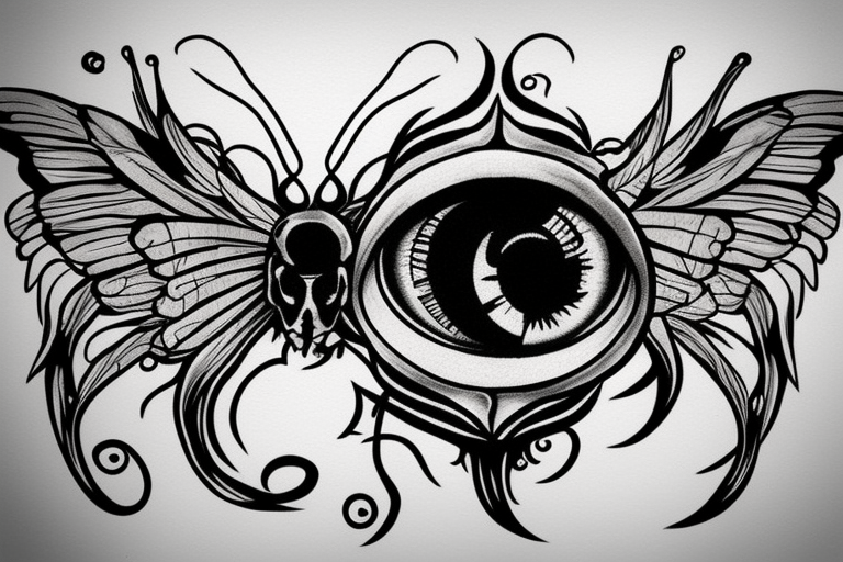 Butterfly with demon eye tattoo idea