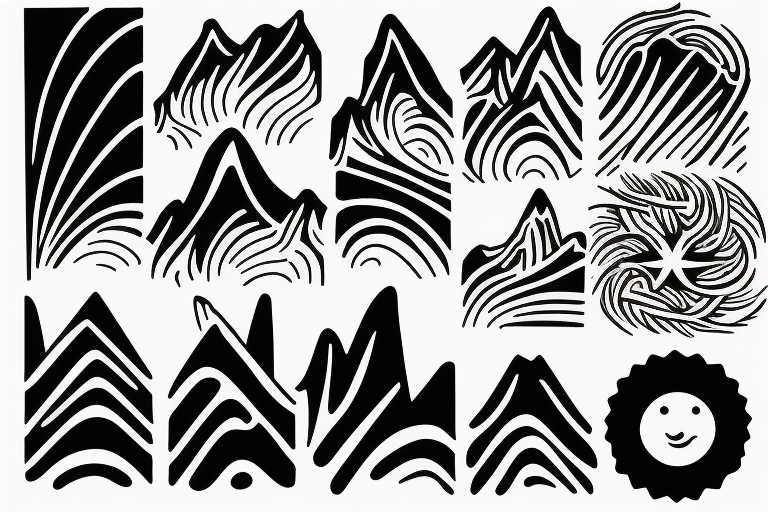 Wave, mountain and sun tattoo idea