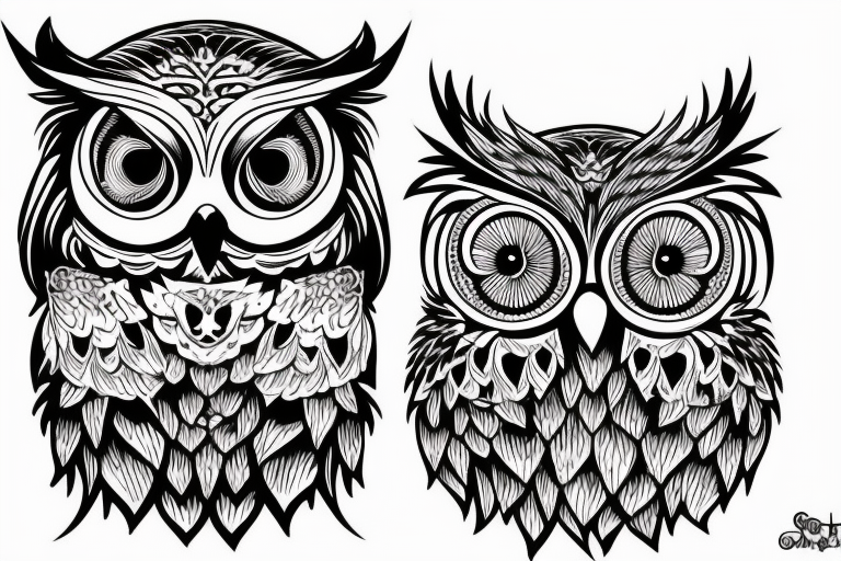 owl head tattoo simple