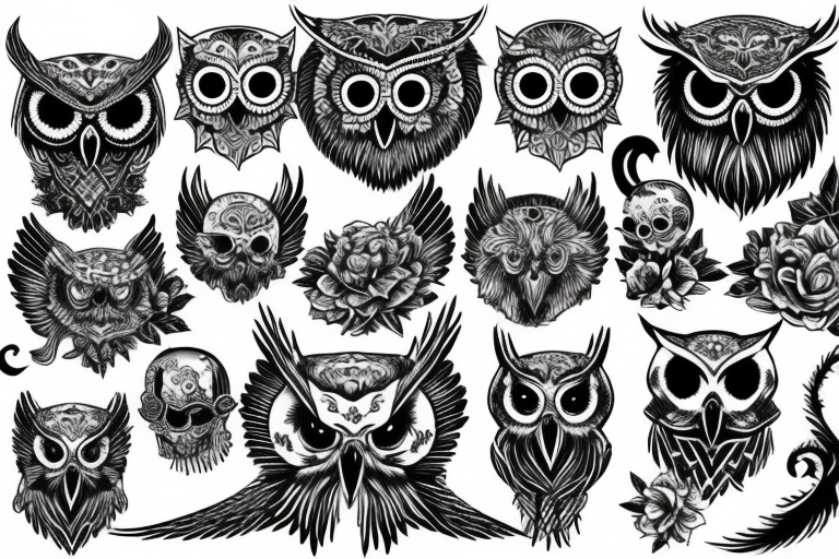 owl and skull tattoo