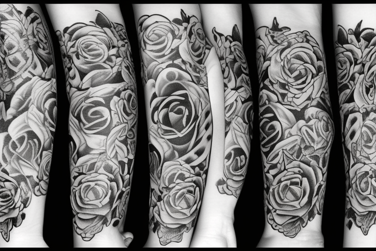 traditional rose sleeve tattoo