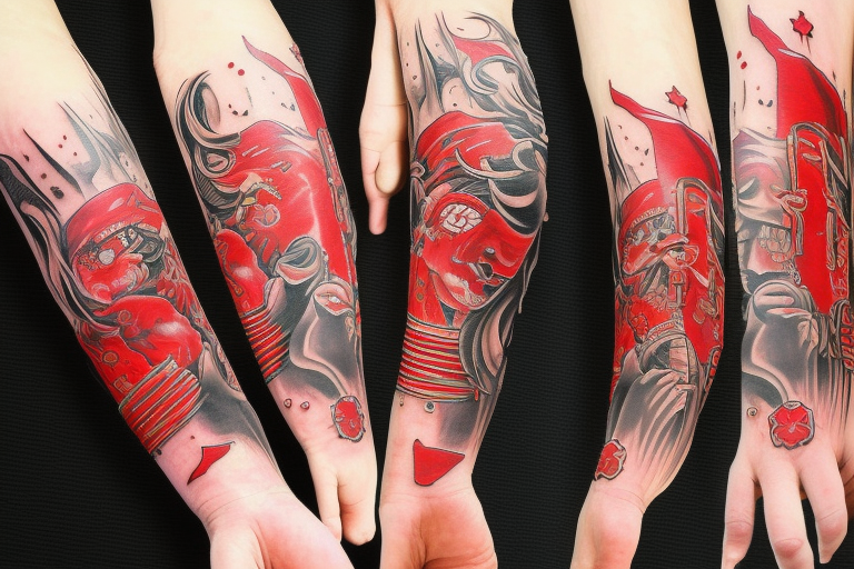 Red hand samurai tattoo idea