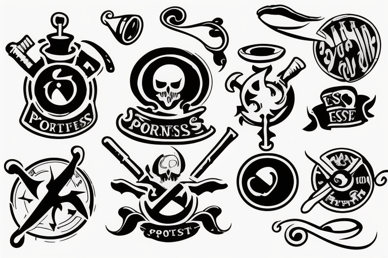 espresso portafilter spilling forming a sea of thieves logo tattoo idea