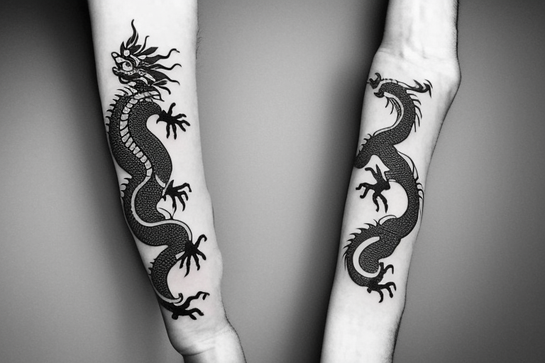 dragon tattoo wrapped around forearm