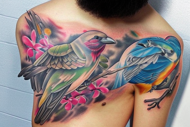 colorful bird tattoos