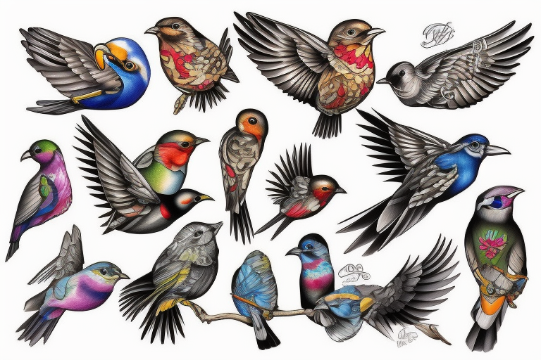 colorful bird tattoos