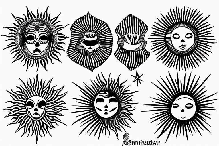 Simple sun with rays tattoo idea