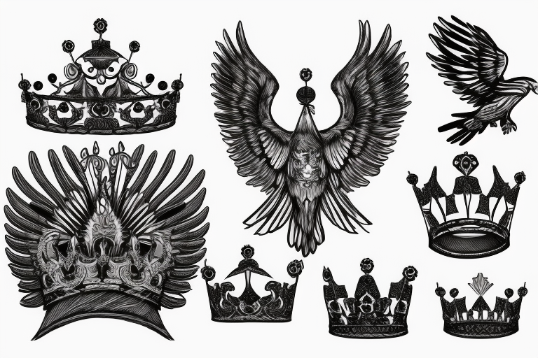 Eagle with a crown tattoo idea