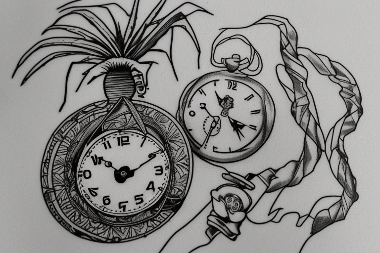 alice in wonderland broken pocket watch tattoo